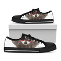Funny Raccoon Print Black Low Top Sneakers
