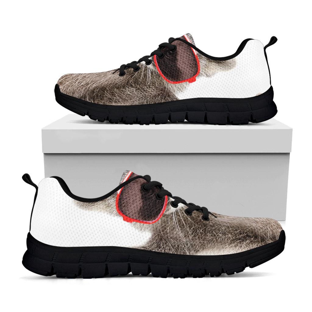 Funny Raccoon Print Black Sneakers