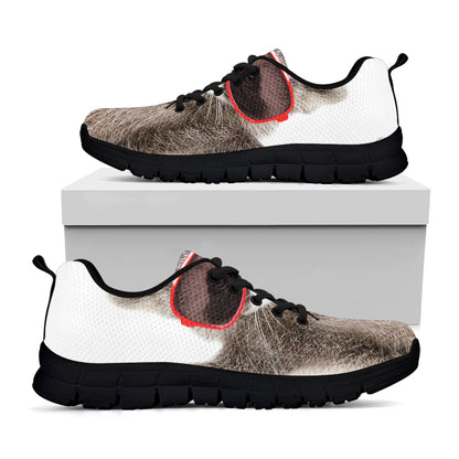 Funny Raccoon Print Black Sneakers