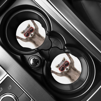 Funny Raccoon Print Car Coasters