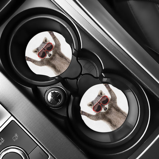 Funny Raccoon Print Car Coasters