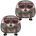 Funny Raccoon Print Car Headrest Covers