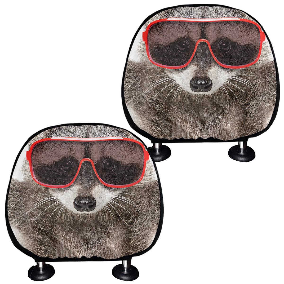 Funny Raccoon Print Car Headrest Covers