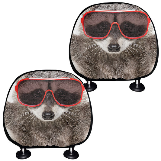 Funny Raccoon Print Car Headrest Covers