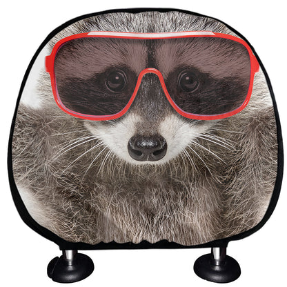Funny Raccoon Print Car Headrest Covers