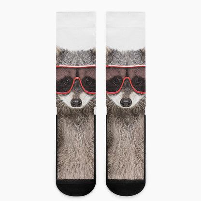 Funny Raccoon Print Crew Socks