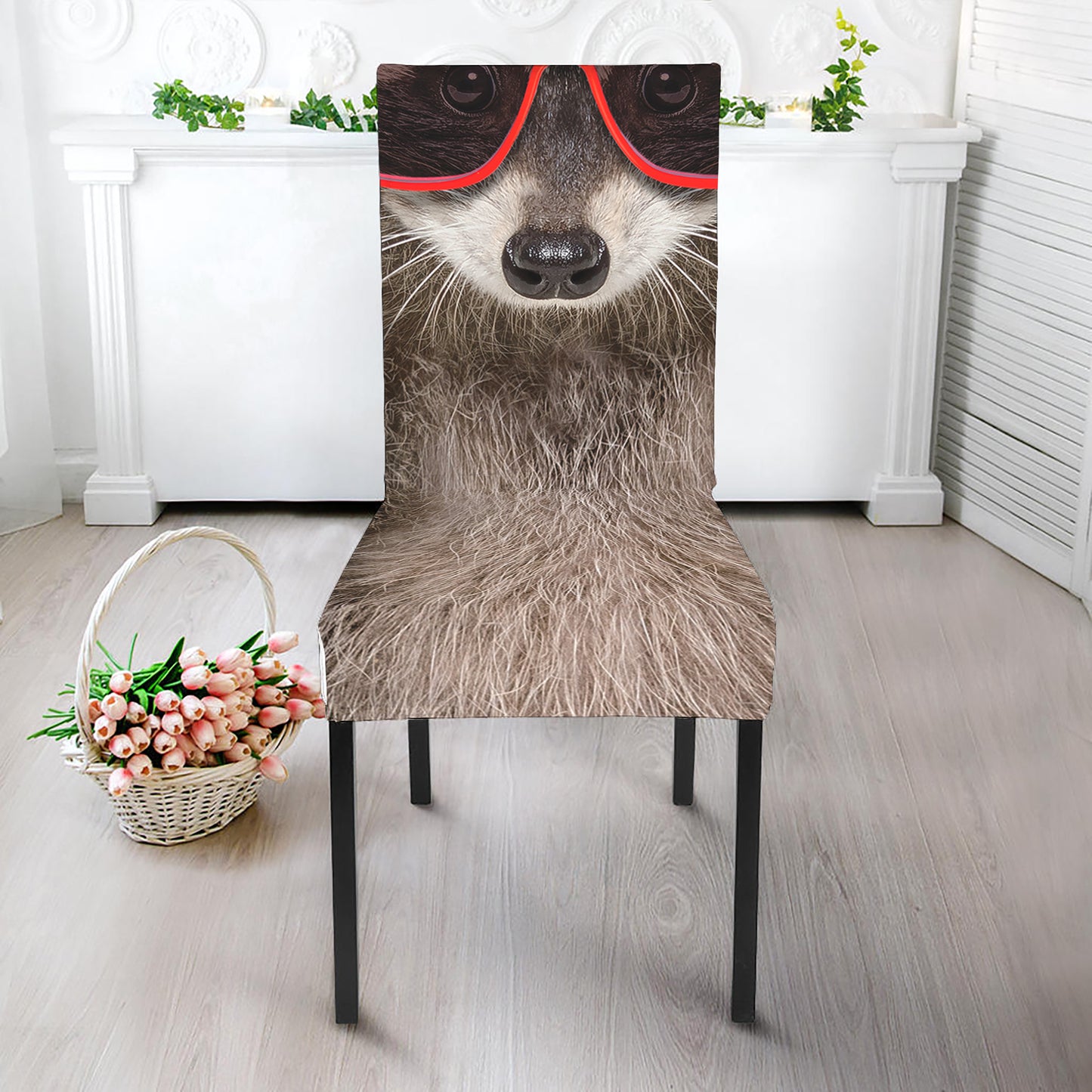 Funny Raccoon Print Dining Chair Slipcover
