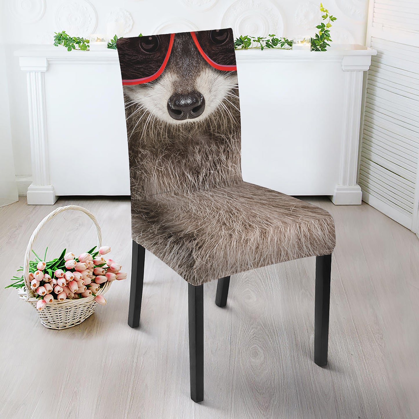 Funny Raccoon Print Dining Chair Slipcover