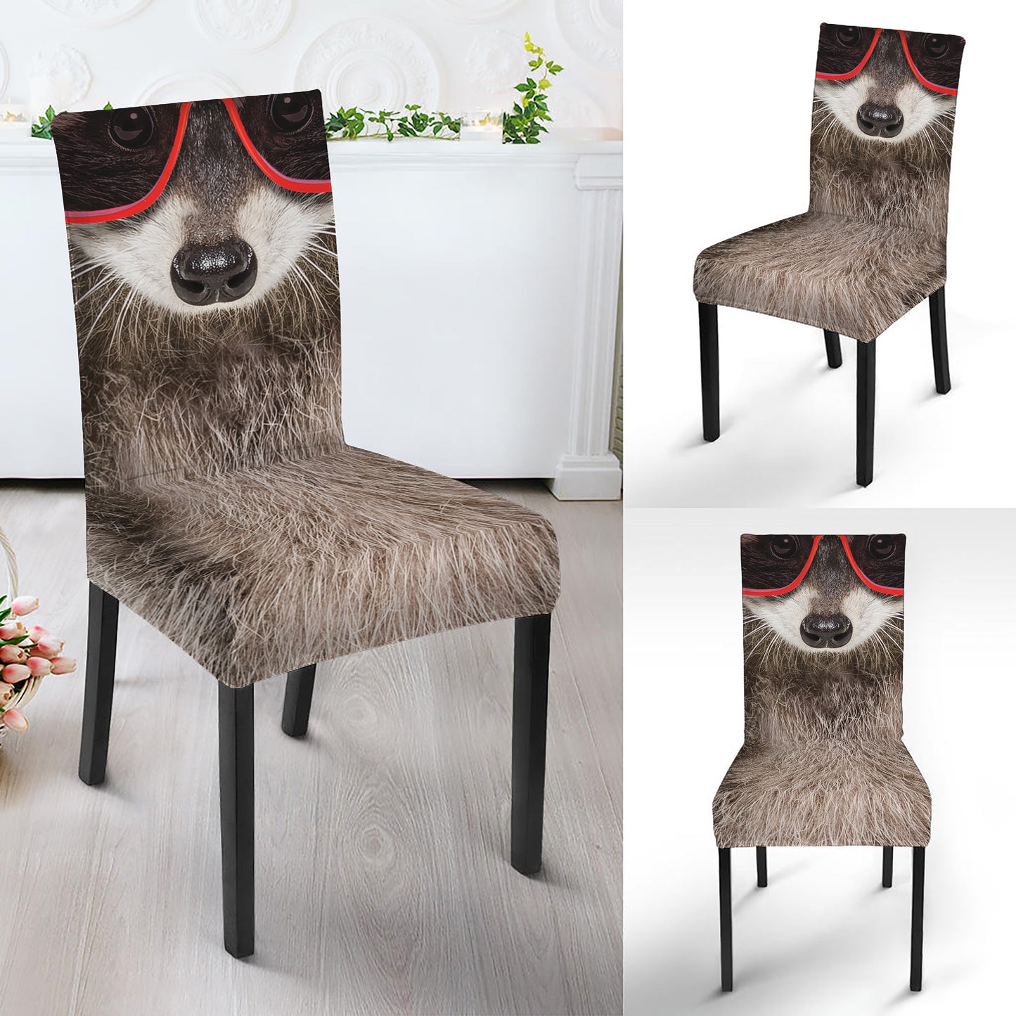 Funny Raccoon Print Dining Chair Slipcover