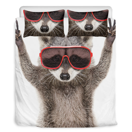 Funny Raccoon Print Duvet Cover Bedding Set