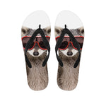 Funny Raccoon Print Flip Flops