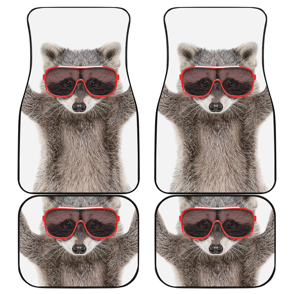 Funny Raccoon Print Front and Back Car Floor Mats