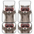 Funny Raccoon Print Front and Back Car Floor Mats