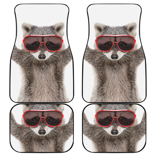 Funny Raccoon Print Front and Back Car Floor Mats