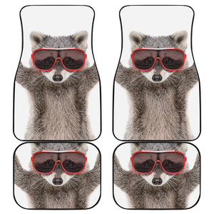 Funny Raccoon Print Front and Back Car Floor Mats