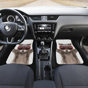 Funny Raccoon Print Front and Back Car Floor Mats