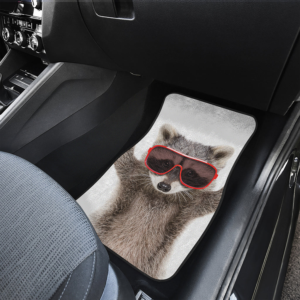 Funny Raccoon Print Front and Back Car Floor Mats