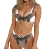 Funny Raccoon Print Front Bow Tie Bikini