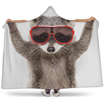 Funny Raccoon Print Hooded Blanket