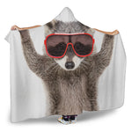 Funny Raccoon Print Hooded Blanket