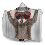 Funny Raccoon Print Hooded Blanket