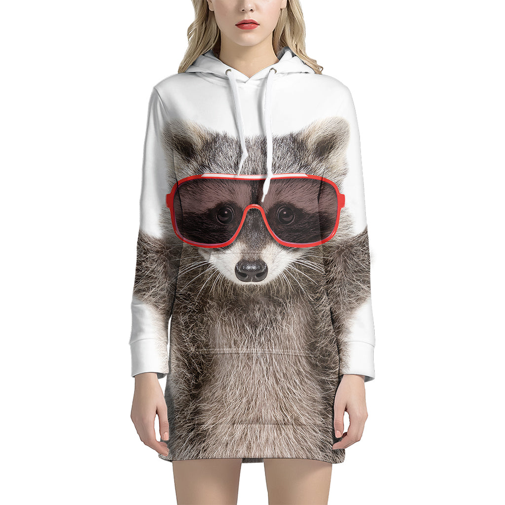 Funny Raccoon Print Hoodie Dress