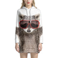 Funny Raccoon Print Pullover Hoodie Dress