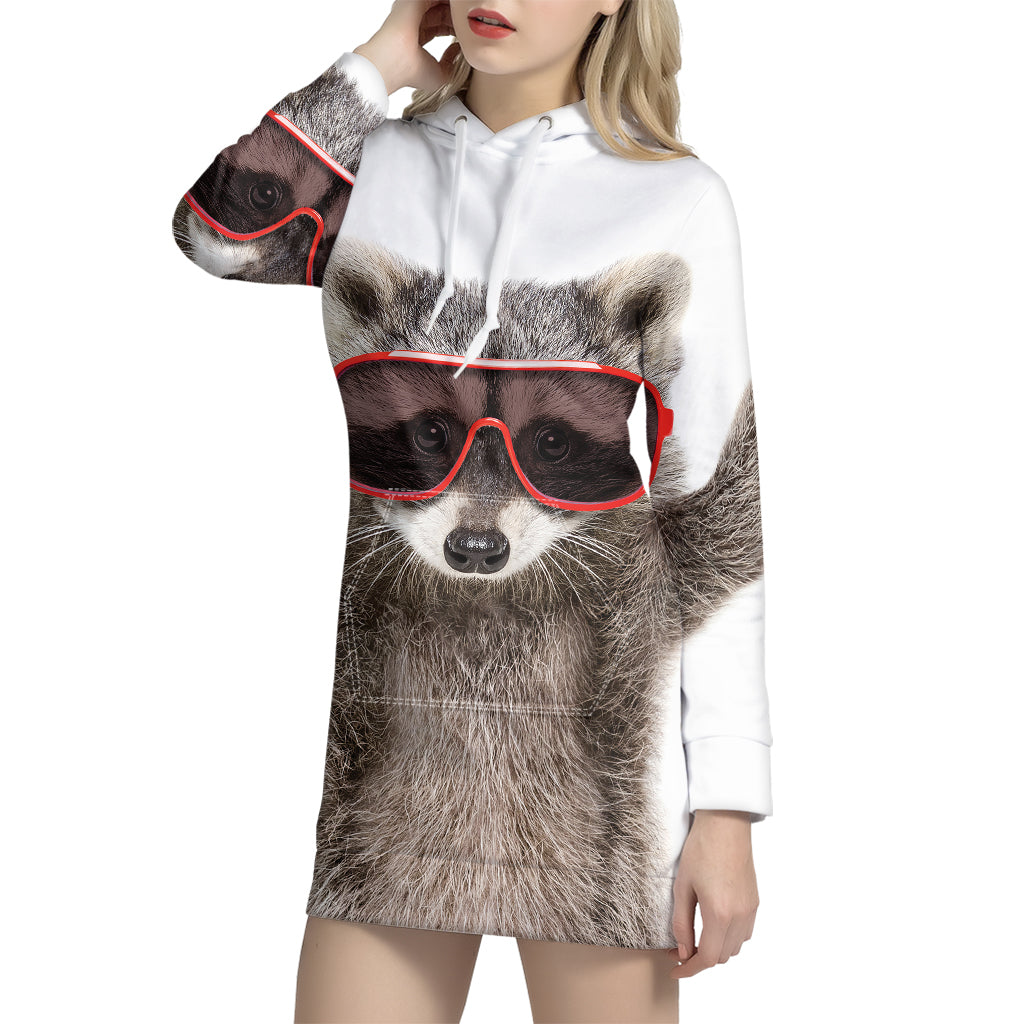 Funny Raccoon Print Hoodie Dress
