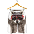 Funny Raccoon Print Men's Shorts