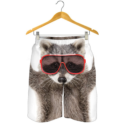 Funny Raccoon Print Men's Shorts