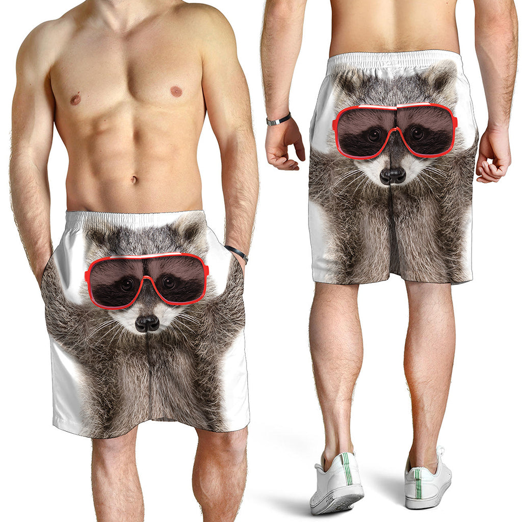 Funny Raccoon Print Men's Shorts