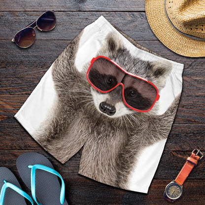 Funny Raccoon Print Men's Shorts