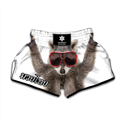 Funny Raccoon Print Muay Thai Boxing Shorts