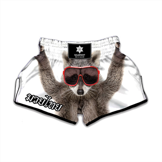 Funny Raccoon Print Muay Thai Boxing Shorts