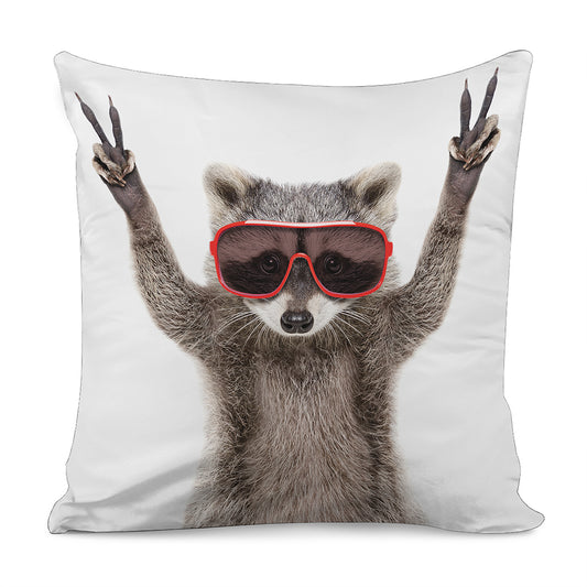 Funny Raccoon Print Pillow Cover
