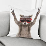 Funny Raccoon Print Pillow Cover