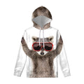 Funny Raccoon Print Pullover Hoodie