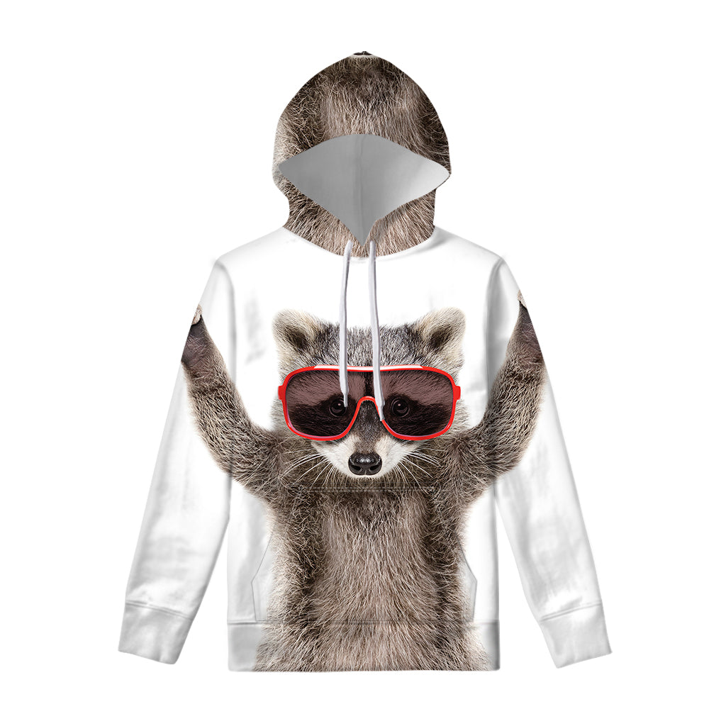 Funny Raccoon Print Pullover Hoodie