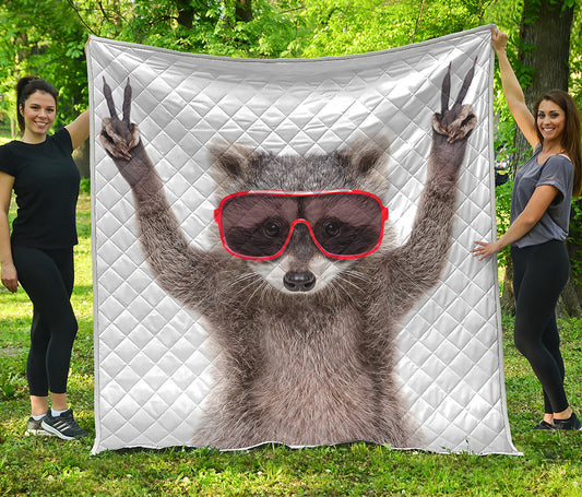 Funny Raccoon Print Quilt