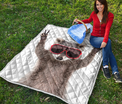 Funny Raccoon Print Quilt