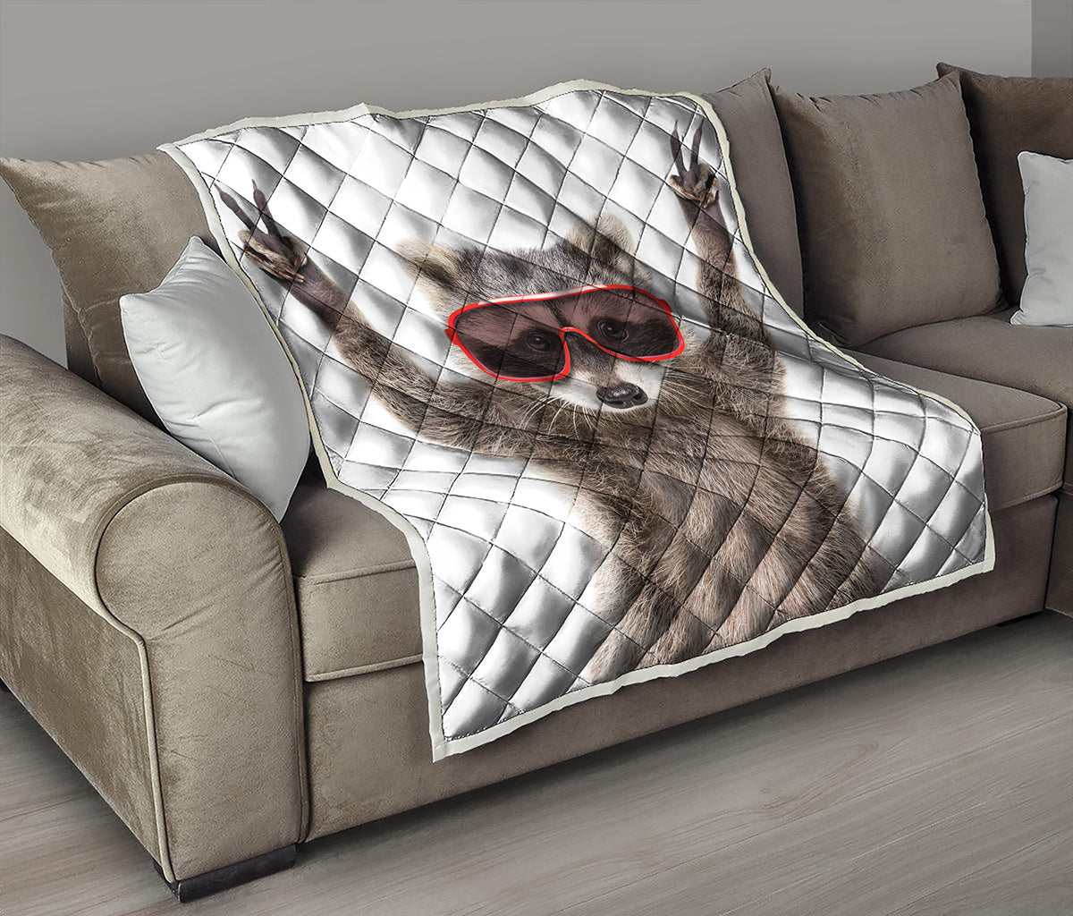 Funny Raccoon Print Quilt