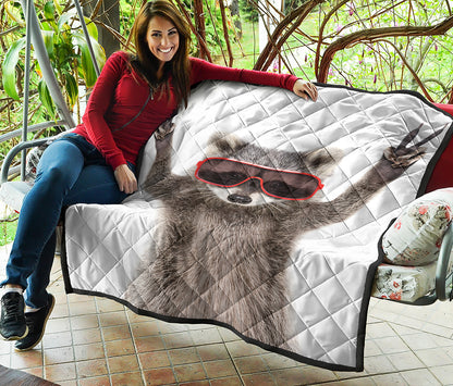 Funny Raccoon Print Quilt