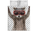 Funny Raccoon Print Quilt Bed Set