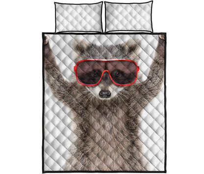 Funny Raccoon Print Quilt Bed Set