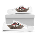Funny Raccoon Print White Low Top Sneakers