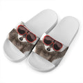 Funny Raccoon Print White Slide Sandals