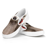 Funny Raccoon Print White Slip On Shoes