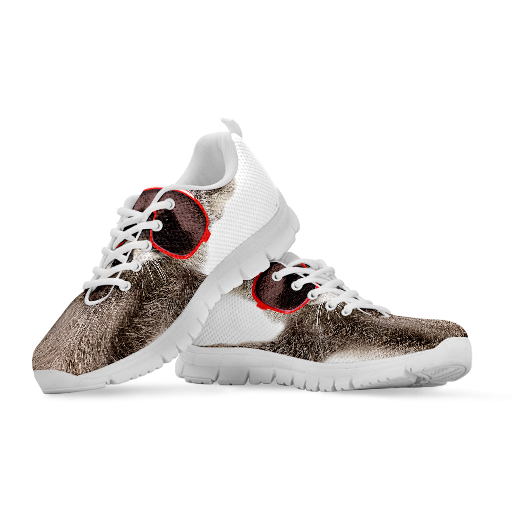 Funny Raccoon Print White Sneakers