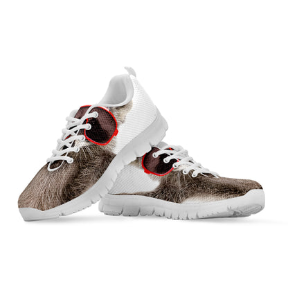 Funny Raccoon Print White Sneakers