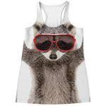 Funny Raccoon Print Women's Racerback Tank Top